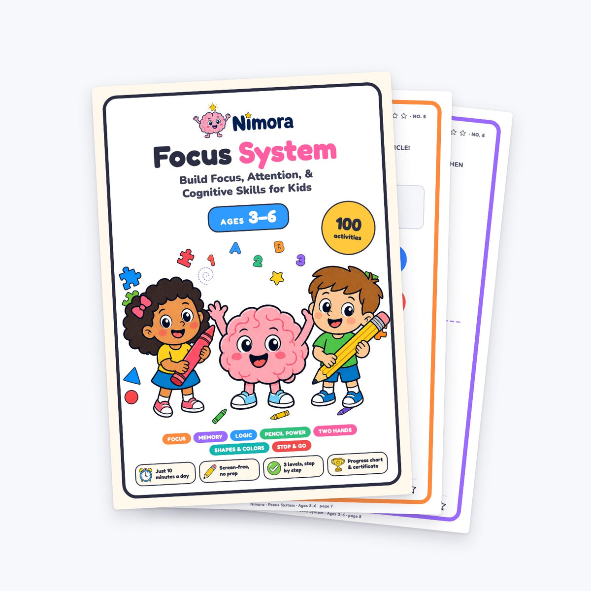 Nimora Focus System workbook, ages 3–6