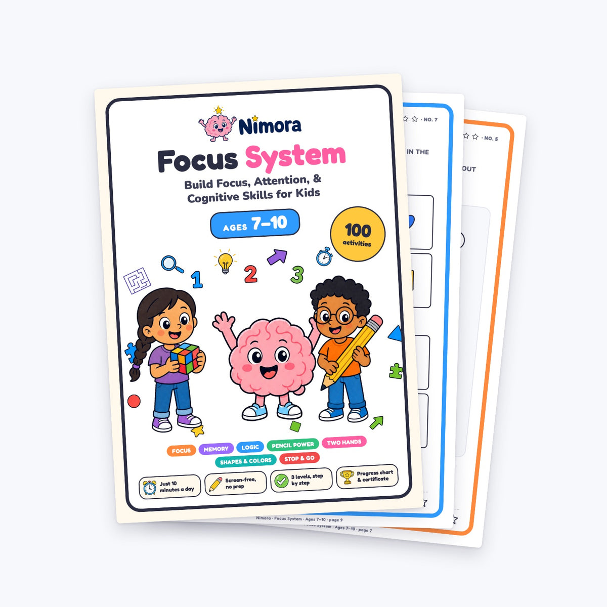 Nimora Focus System workbook, ages 7–10