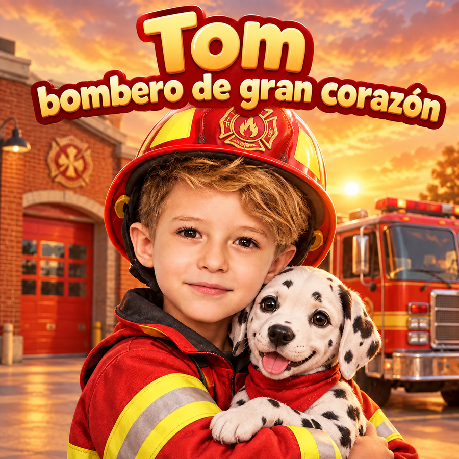 Portada del libro personalizado «Bombero de gran corazón»