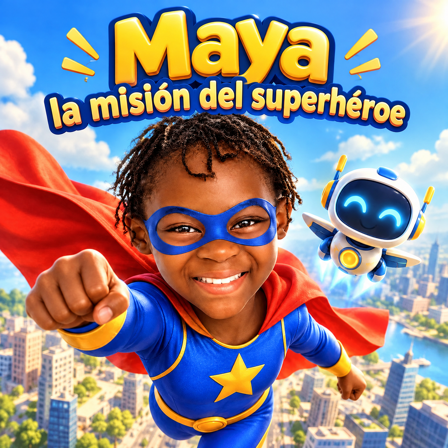Portada del libro personalizado «La misión del superhéroe»