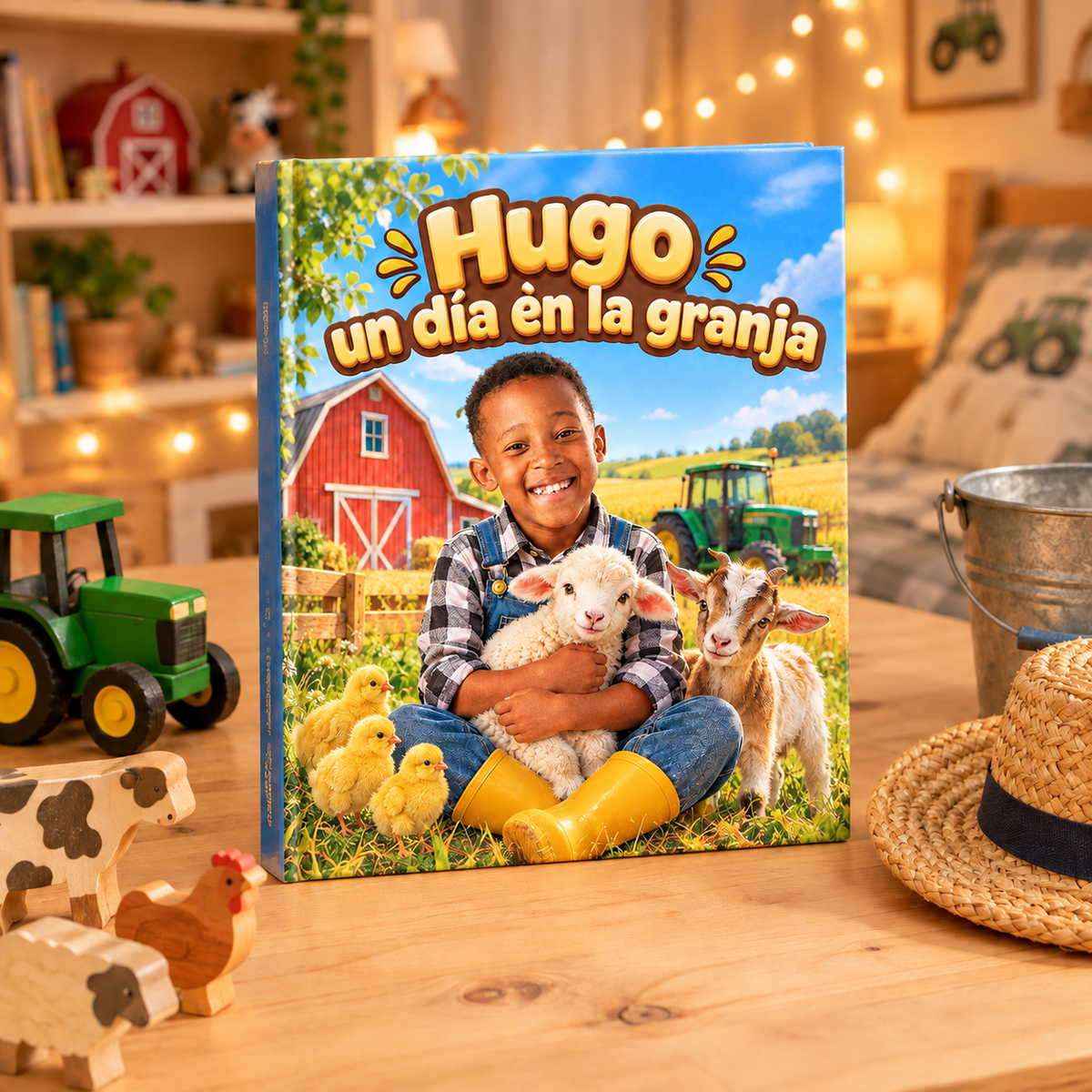 El libro «Un día en la granja» sobre una mesa