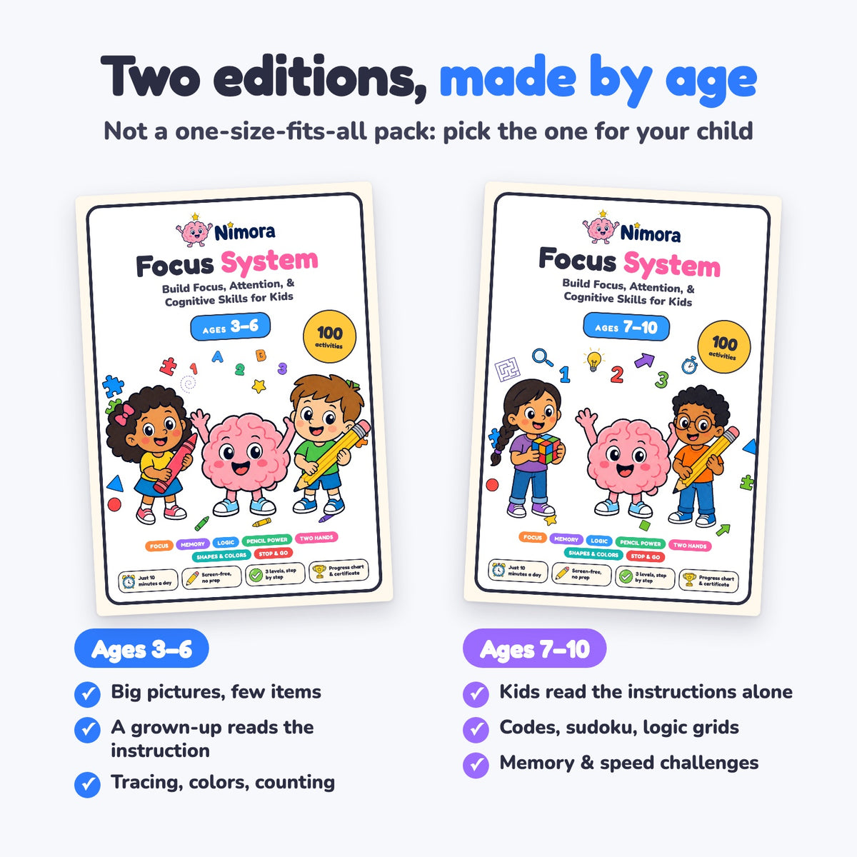 Two editions made by age: 3–6 and 7–10