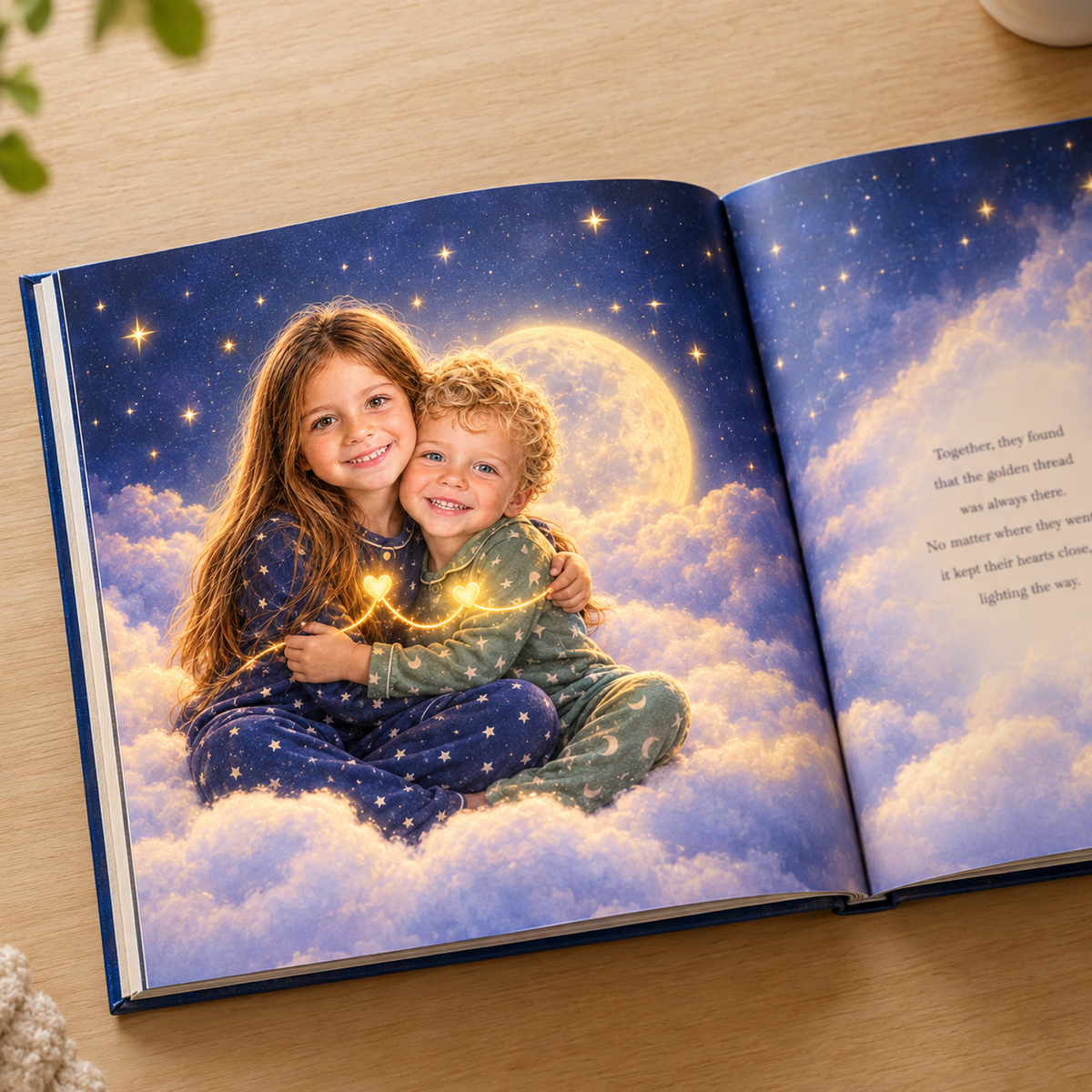 “The Golden Thread” open to an illustrated double-page spread