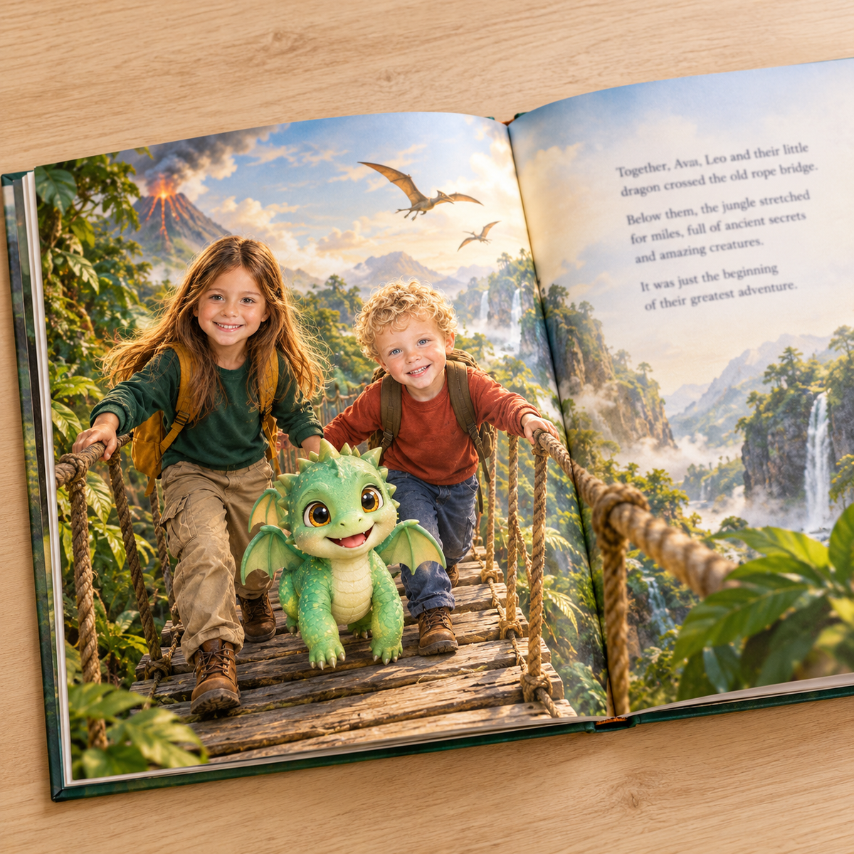 “The Lost Little Dragon” open to an illustrated double-page spread