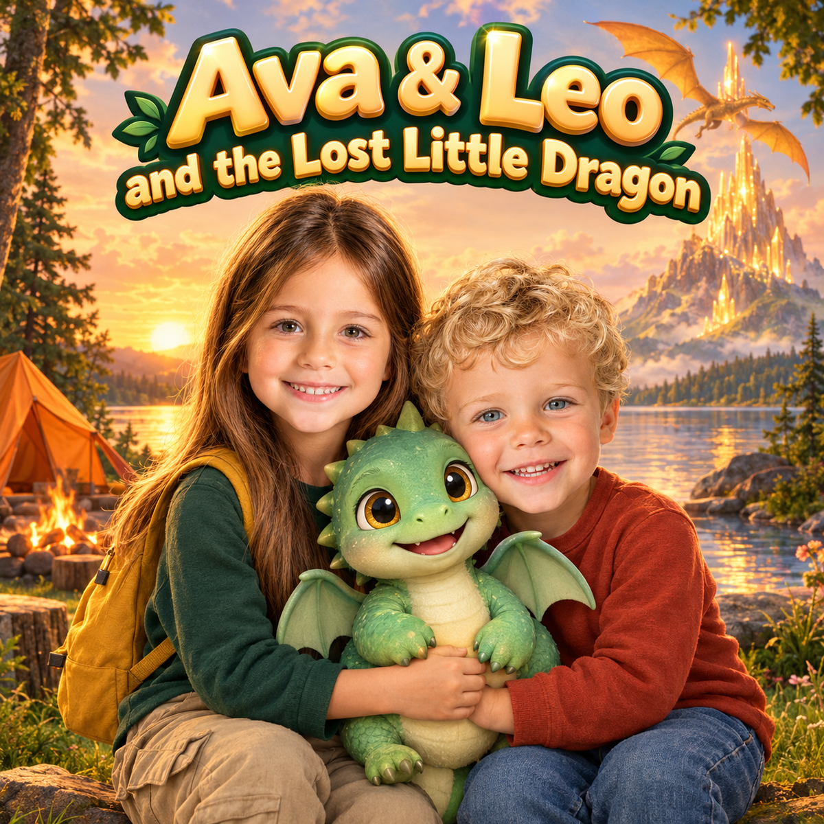 Cover of the personalized book for two kids “The Lost Little Dragon”