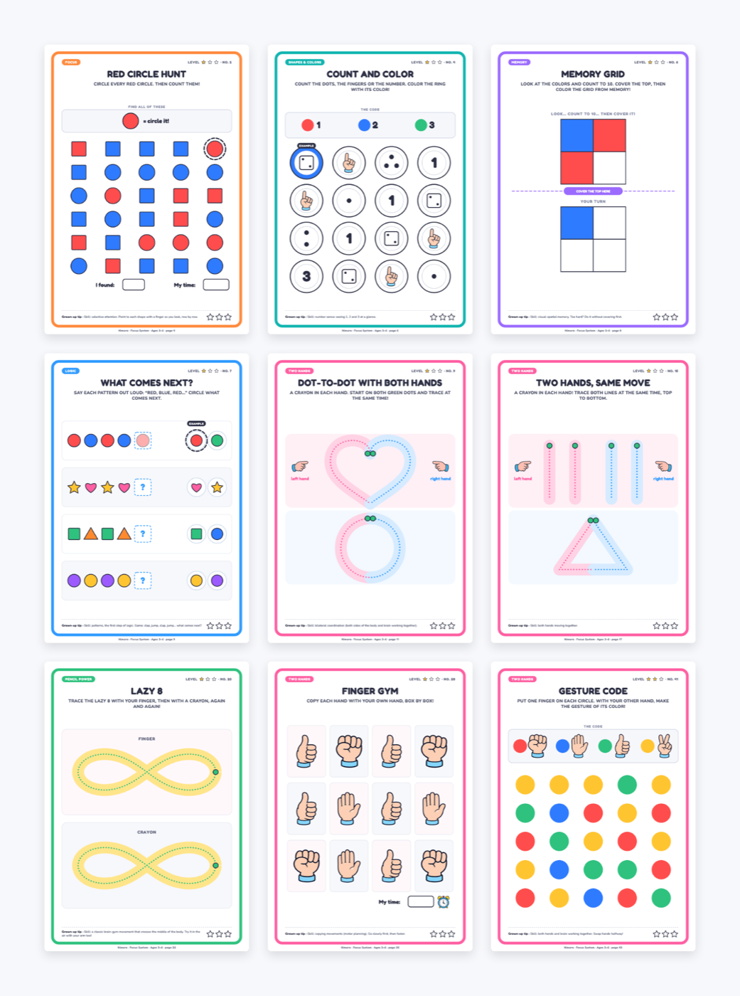 Sample pages: Ages 3–6